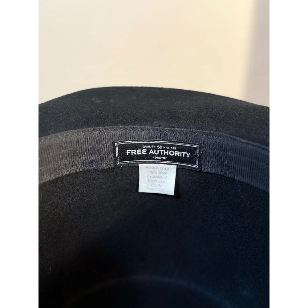 Free Authority Black 100% Wool Top Hat Formal Costume Magician OSFM RN115665